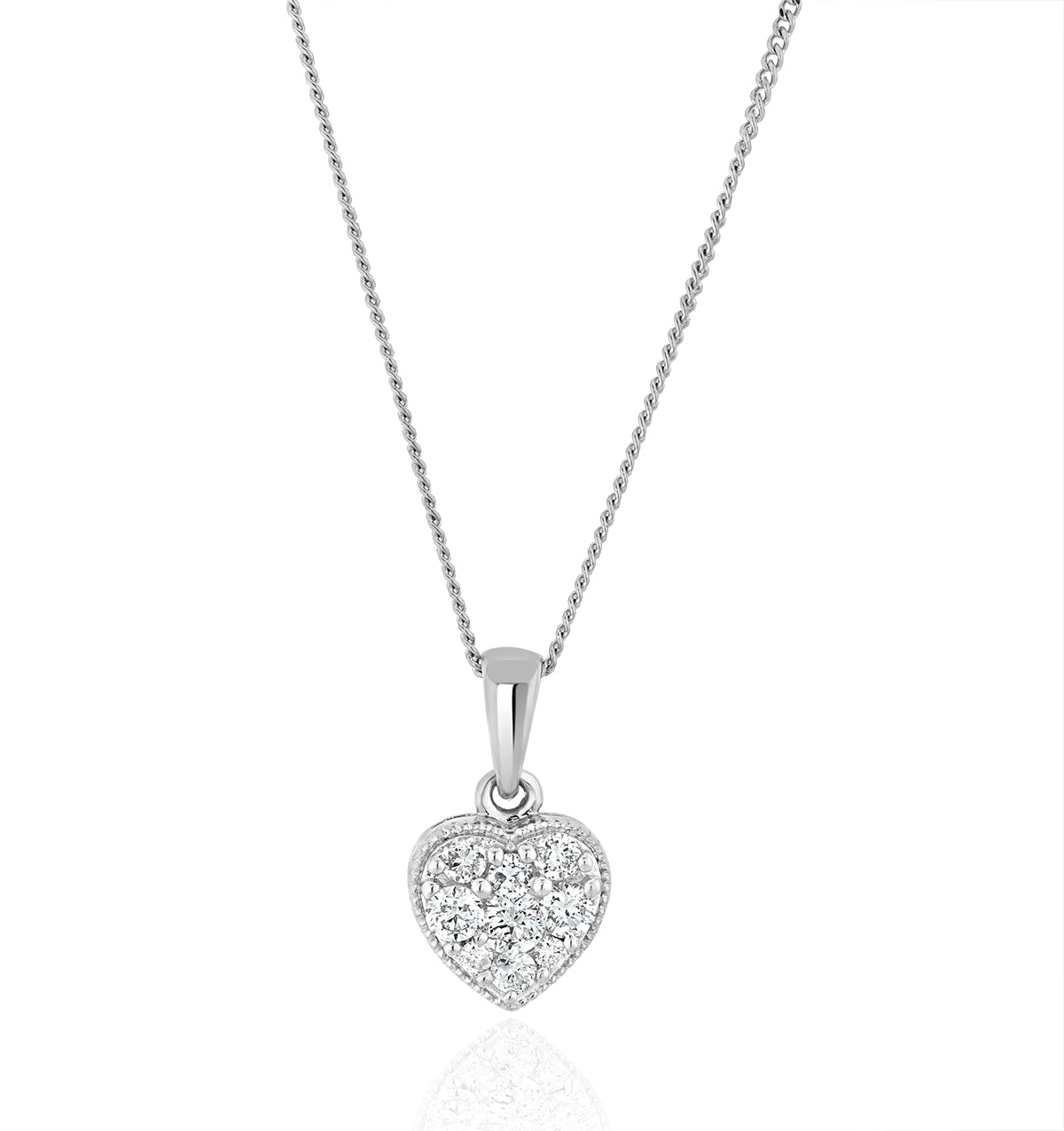 Lab Diamond Heart Pendant Necklace 0.25ct H/Si in 9K White Gold